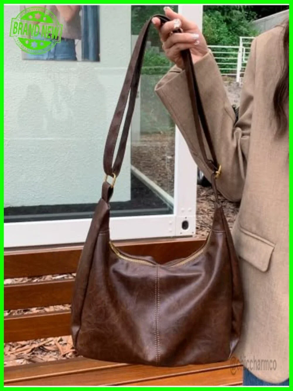 Slouchy Hobo Shoulder Bag Foldable Crossbody PU Leather Purse